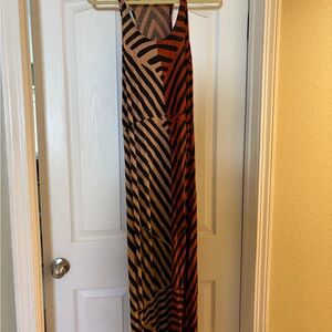 LOFT Zebra Print Maxi Dress - Black and Brown